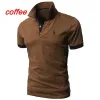 Camisa polo masculina lapela negócios cor sólida beisebol manga curta bordado camisa polo masculina quente t23