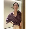 Women's Blouses Women T-shirt Korean Version Laziness Retro Casual Plaid Loose Sunscreen Woman Shirts Sense of Design Purple Lady Blouse