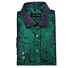 Camisas de seda de luxo para homens verde paisley manga comprida bordado tops formal casual regular slim fit blusas anti rugas 615 240112