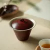 Bicchieri da vino retrò fatti a mano con coperchio a ferro di cavallo, ciotola per set da tè in ceramica giapponese per uso domestico
