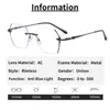 Sonnenbrille Myopie Brille Frauen Männer Vintage Randlose Anti-blau Licht Auge Weibliche Mode Ultraleichte Optische Weitsichtige Brillen 0--500