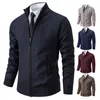 Jaqueta espessada masculina outono e inverno quente tendência linha gola de malha cardigan camisola casaco 240113