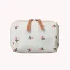 Sacs à cosmétiques Mini sac à main portable en nylon avec fermeture éclair Floral/ours Sac de maquillage Organisateur Mode douce pour femmes et filles Accessoires de voyage