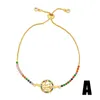 Charm Armbänder Gold plattiert farbenfrohe Zirkon hohl aus Hexagramm Star/ Jungfrau Maria/ L O V E Brief für Frauen Schmuck Geschenk