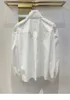 Frauen Stickerei Langarm Bindekragen 3d Blume weiße Bluse -Hemd Smlxlxxl