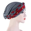 2024 novo frisado trança hijab boné para ramadan cor sólida chapéu indiano muçulmano moda cabeça envoltório feminino turbante bandana gorro
