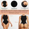 Camiseta que abraza el cuerpo Body Tops para mujer Cuello redondo suave Body Shaper Tanga Mono Corsé de vientre plano Sexy Tanga Shapewear 240113