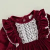 Girl Dresses Christmas Baby Pleated Dress Clothes Born Infant Party Ruffle Lace Trim Xmas Costumes