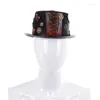 Berets Top Hat Steampunk Gear Gothic Victorian Halloween Women Small Brim Head Fedora Magician Cap Stage Performances