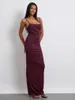 Vestidos casuais feminino bodycon vestido longo sem mangas cinta de espaguete cor sólida vestido formal de noite