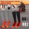 Chaussettes Chaussettes chaudes d'hiver Chaussettes chauffantes électriques d'extérieur Thermosocks Chauffe-pieds avec batterie 2200 mah/4000 mah pour ski, cyclisme, randonnée