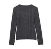 Feminino cinza diamante cheque Hairball Spice Girl estilo fino single breasted suéter cardigan 240113