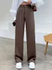 Casual High Waist Loose Wide Leg Pants for Women Spring Autumn Female FloorLength White Suits Ladies Long Trousers 240123