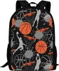 Sacos mochila de basquete para garoto menino, pintura a óleo colorida bola de basquete impressão leve escola bookbag júnior estudante daypack