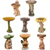 Retro resina guaxinim birdbath polyresin girassol pássaro banho alimentador animal antigo jardim quintal decoração ao ar livre ornamentos internos 240113