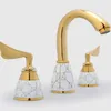 Badrumsvaskar kranar Vidric Luxury 3 -stycken Set Faucet Mixer Deck Mounted Tap Basin Toalett Gyllene finish YS