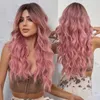 Onenononly rosa s onda longa com franja cosplay para mulheres sintético de alta qualidade festa natural resistente ao calor cabelo 240113