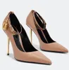 Elegant Brand Padlock Sandals Shoes Stiletto Heels Lock & Key Nude Black White Calfskin Leather High Heels Party Dress Wedding Lady Walking EU35-43