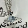 Choker Vivianeism Westwoodism Necklace New Large Medium Orb Glacier Blue UFO Planet Necklace Women's Light Luxury 3D Saturn Seater Chain