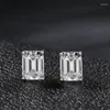 Stud Earrings SpringLady 6 8MM High Carbon Diamond Emerald Cutter 925 Sterling Silver Anti Allergy White Rectangle