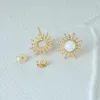 Boucles d'oreilles BOAKO S925 perles en argent Sterling opale en forme de soleil pour les femmes exquis cadeau de noël saint valentin Bijoux Femme Luxe