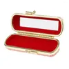 Cosmetic Bags Leather Mirror Case Box Diamond Textured Lip Makeup Carry Bag