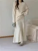 Robes de travail Alien Kitty hiver femmes élégantes ensembles tricoté Chic lâche 2024 bureau dame pulls pulls mince doux jupes longues costumes