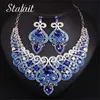 Kettingen Vintage Strass Bruidsketting Sieraden Charme Hart Ketting Oorbellen Bruiloft Sieraden Set voor Bruid Vrouwen Kristallen Sieraden