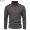 Herren-Winter-Rollkragenpullover, hochwertig, elastisch, warm, solide, schlanke Strickpullover, Tops für Männer 240113