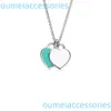 2024 Bijoux Designer T Colliers Romantique Amour Double Coeur Pendentif Femme Rouge Vert Rose Émail Collier De Luxe Simple Article