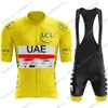 UAE Team Cycling Jersey Set Tadej Pogacar TDF Clothing Yellow White Road Bike Shirt Suit Bicycle Bib Shorts Maillot 240113