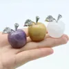 Pendant Necklaces 1.2Inch Handmade Craved Crazy Agate Apple Crafts Statue Figurines Home Living Room Bedroom Decoration Gifts