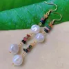 Dangle Earrings 10mm Natural Baroque White Pearl Tourmaline Gold Ear Hook Christmas Freshwater Women FOOL'S DAY Halloween Holiday Gifts Diy