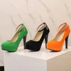 Sukienka buty duży rozmiar 49 50 wysokość wzrost platforma jasnozielone pompki Super Spike High Heels Mary Janes Stiletto Women Spring