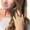 Cluster Rings Boho Unique Rainbow Flower For Women Silver Color Multicolor Cubic Zirconia Paved Finger Ring Wedding Engagement Jewelry