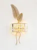 Wall Lamp American Gold Crystal Lamps Bedroom Bedside Living Room Nordic Palm Leaf Luxury Study Decor Sconces Lights Fixtures