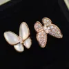 Ring Van-Clef & Arpes Designer Women Top Quality Rings V Golden Personality Small Crowd Design Thickened Plated 18K Butterfly Ring Light Luxury White Fritillaria Ring