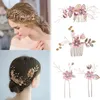 Hair Clips 4pcs Crystal Flower Comb Hairpin Set Rhinestone Pearl Bridal Pins Clip Jewelry Wedding Accessories