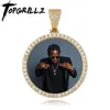 Colliers Topgrillz sur mesure Photo médaillons ronds pendentif en Zircon cubique avec chaîne de tennis de 4mm bijoux Hip Hop pour hommes femmes