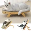 木製の猫のスクラッチ猫スクラッチボードベッド1 in 1スクラッチパッドペット猫おもちゃ粉砕ネイルスクレーパーマットトレーニング研削爪240113