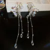 Rücken Ohrringe 1 Paar Koreanischer Stil Süße Blumen Romantische Kristall Ohrdekoration Braut Wassertropfen Quaste Hängt Kopfschmuck
