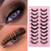 رموش 10pairs جديدة D Curl 10-16mm الرموش الروسية 3D Mink الرموش القابلة لإعادة الاستخدام رعاة الرموش الرموش رموش الرموش