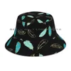 Bérets motif de plumes, chapeau seau, casquette de soleil, plumes colorées, motifs abstraits bleus