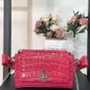 Vivianeism Westwoodism 가방 유명인 황후 Dowager Rose Red Artom의 어깨 어깨 패션 Saturn Crossbody Bag Crocodile