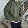 Solid Striped Sweater for Men Autumn Winter Casual Oneck Long Sleeve Pullovers Male Vintage Allmatch Knitted Jumpers Chic Tops 240113