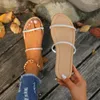 Pantofole 2024 Sandali piatti estivi da donna Dolce Boho Decorazione di perle Appartamenti in pelle Plus Size 43 Scarpe da spiaggia da donna con sabbia