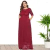 Ethnic Clothing XL-6XL Plus Size African Dresses For Women Elegant O-neck Lace Wedding Party Evening Maxi Dress Dashiki Africa