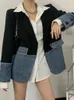 春の夏の屋外服のジャケットデニムステッチレディーススーツラペル長袖女性コートカーディガンブレザー女性トップ240113