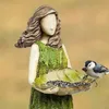おとぎ話の森の女の子鳥の餌箱屋外庭園樹脂クラフト中庭の芝生彫像装飾妖精彫像鳥の餌240113