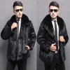 Luksusowa marka z dużym rękawem Faux Fur Płaszcz Mężczyźni zimowi ciepły gęsty futra Busines